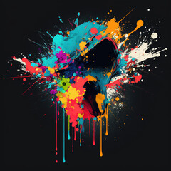 Colorful paint splatter on white background - generated by Generative AI