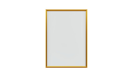 gold square frame tiny edge for picture with white empty space 3D rendering