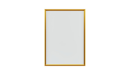 gold square frame tiny edge for picture with white empty space 3D rendering