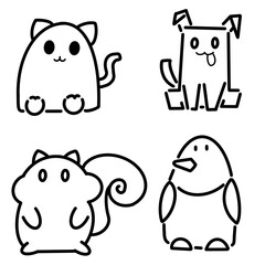 Animal cat , dog , penguin , squirrel