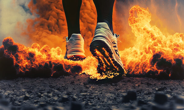runner with the shoes on fire, generative AI