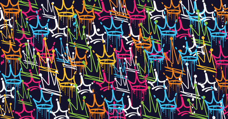 Abstract graffiti art background with scribble throw-up and tagging hand-drawn style. Street art graffiti urban theme for prints, patterns, banners, and textiles in vector format.