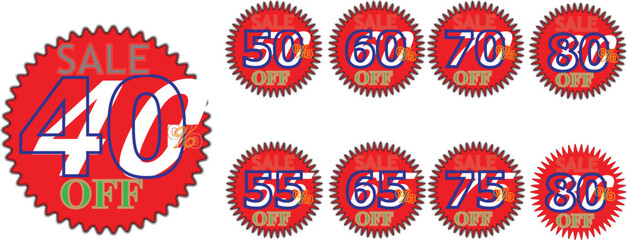 set of discount labels with discount