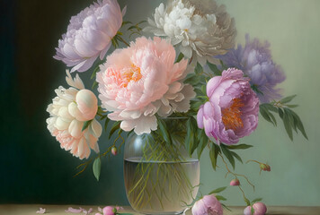A Burst of Color: A Bouquet of Pastel Peonies