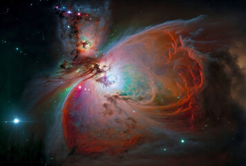 Obraz na płótnie Canvas The Orion Nebula, A Colorful and Vibrant Display of the Cosmos