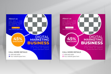 Digital Marketing Business Social Media Post template for Web banner, Social Media pages, Groups