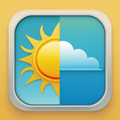 Simple ios app icon for a weather sunhine, Generative AI