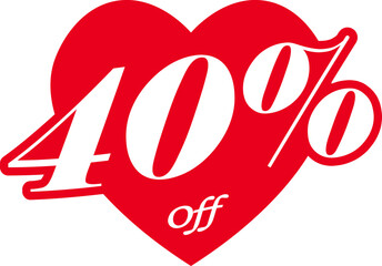 Valentines Day Sale 40 Percent Discount Tag