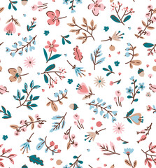 abstract multicolor small flowers all over textiles design illustration digital image, can be used for gift paper and clothes motif