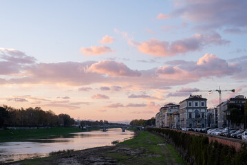 View of the evening town Florence; Italy. Panorama. Background.	