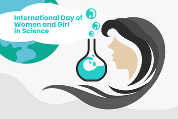 Illustration vector graphic of international day of women and girls in science