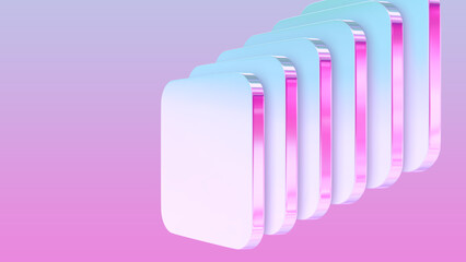 Holographic abstract iridescent object podium platform product showcase, cosmetic, perfume presentation. 3d rendering background in vibrant pastel colors. Packshot mockup. Showcase template.