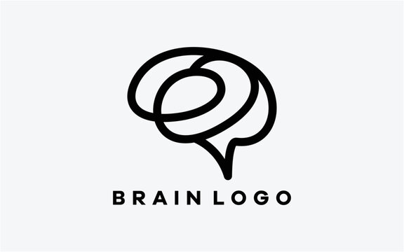 brain outline line art logo vector icon design inspiration logo simple