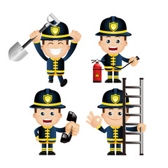 Firefighter with different poses