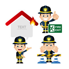 Firefighter with different poses