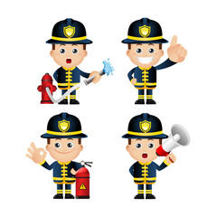 Firefighter with different poses