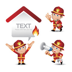 Firefighter with different poses