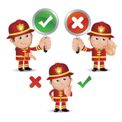 Firefighter with different poses