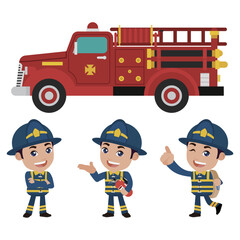 Firefighter with different poses