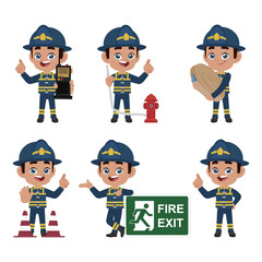 Firefighter with different poses