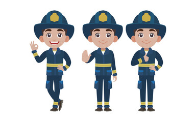 Firefighter with different poses