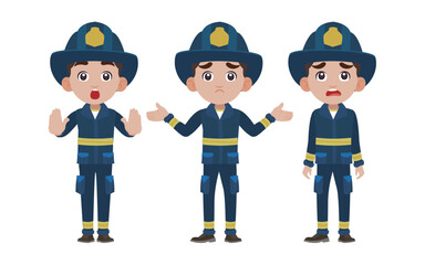 Firefighter with different poses
