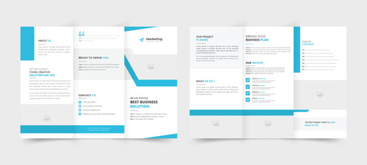 Business Brochure Template in Tri Fold Layout. Corporate Design Leaflet