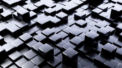 Black 3D Abstract Cubes surface with shadows background Illustration