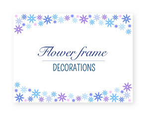 花のイラストフレーム_ブルー&パープル（上下フレーム）
