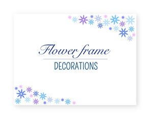 花のイラストフレーム_ブルー&パープル（斜め上下フレーム）