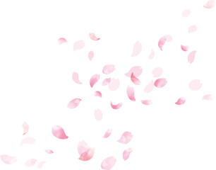 水彩　風に舞う桜の花びらフレーム、背景 - obrazy, fototapety, plakaty