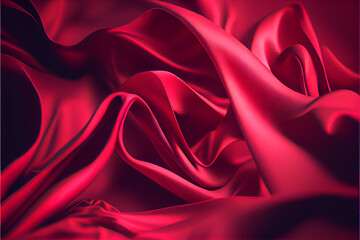 Obraz premium Red Silk satin background. generative ai