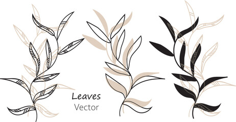 Fototapeta premium abstract background line art leaves