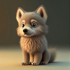Obraz premium Cute ai generated wolf in winter forest 