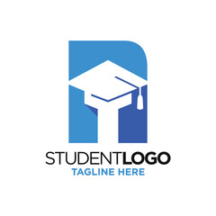 Obraz na płótnie Canvas Letter N Graduation Hat Logo Design Template Inspiration, Vector Illustration.