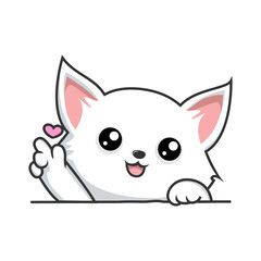 White Cat Love Paws Hand - Cute White Pussy Cat