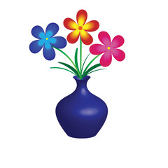 Fototapeta na wymiar blue vase with gradient flowers