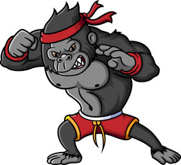 Angry Gorilla fighter cartoon character