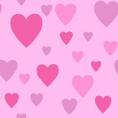Vector pattern with hearts. Pattern for Valentine's Day. Pattern in the form of large and small hearts on a pink background.