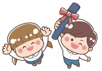 卒園・卒業イラスト喜ぶ子どもたち