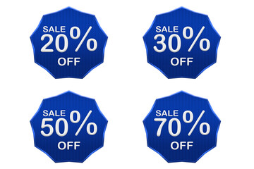 3d blue star modern badge label discount shape object set for business and promotion isolated on white background