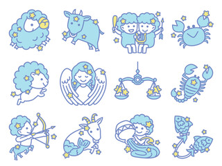 illustration set of zodiac sign