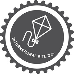 International kite day, kite day celebration symbol black vector