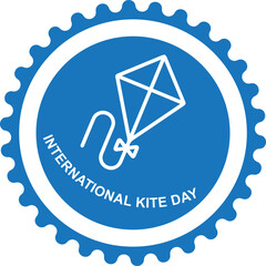 International kite day, kite day celebration symbol blue vector