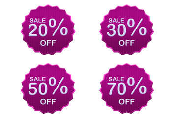 3d pink star modern badge label discount shape object set for business and promotion isolated on white background