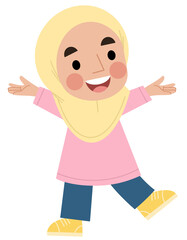 Little hijab girl jumping
