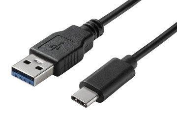 USB cable plug  type-A and type-C - obrazy, fototapety, plakaty