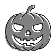 Linear filled with gray color icon. Spooky Pumpkin Fruit. Autumn Halloween Pumpkins. Simple black and white vector Isolated On white background