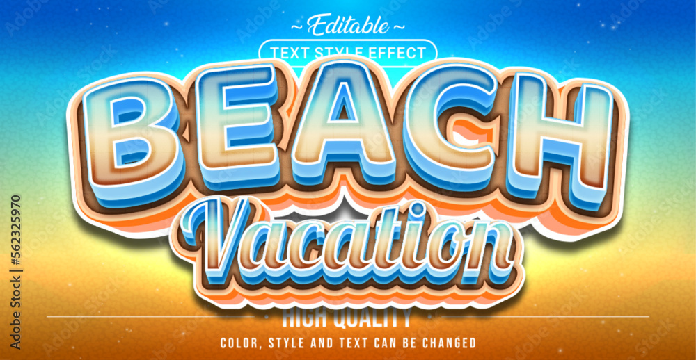Poster editable text style effect - beach vacation text style theme.