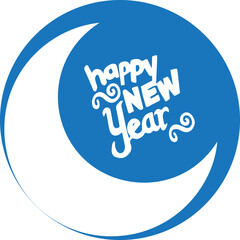New year icon, welcoming new year symbol blue vector